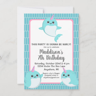 Invitation Mignonne Sous La Mer Nouvel Anniversaire Étroit