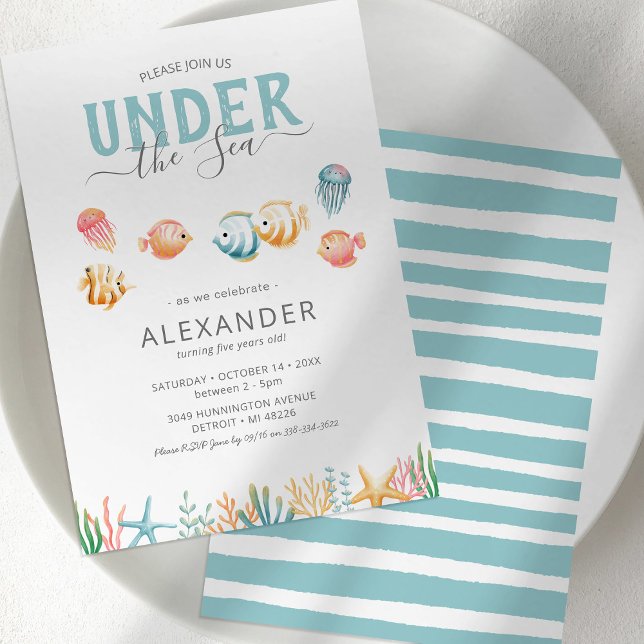 Invitation Mignonne sous l'Anniversaire de enfant marin (Créateur téléchargé)