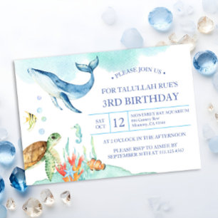 Invitation Mignonne sous l'océan Océan Animaux Anniversaire