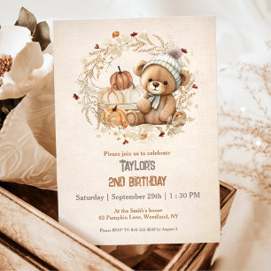 Invitation Mignonne Teddy Bear Automne Citrouilles Garçon Ann