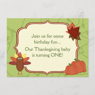Invitation Mignonne Turquie Thanksgiving 1er Anniversaire Inv