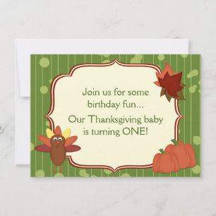 Invitation Mignonne Turquie Thanksgiving 1er Anniversaire Inv