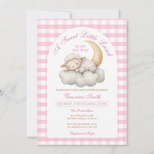 Invitation Mignonne Un petit baby shower d'agneau Boho Rose e