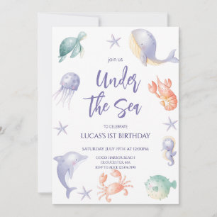 Invitation Mignonne Under the Sea Boy Anniversaire