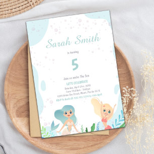 Invitation Mignonne Under the Sea Party pour les filles