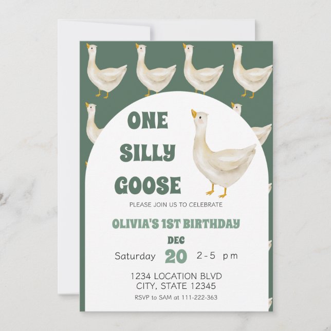 Invitation Mignonne une oie sotte Genre Neutre Anniversaire (Devant)