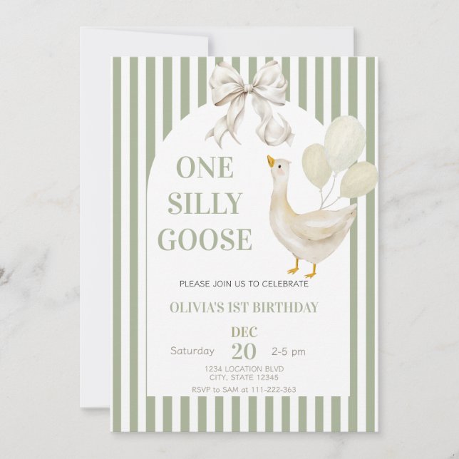 Invitation Mignonne une oie sotte Genre Neutre Anniversaire (Devant)