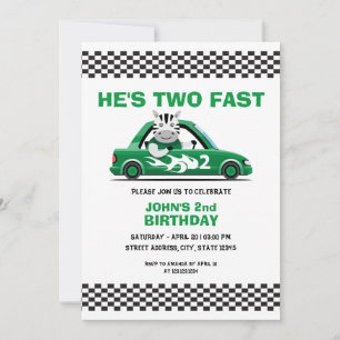 Invitation Mignonne voiture blanche et verte de course Deux r