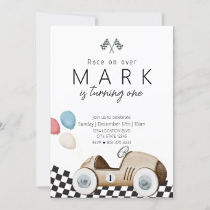 Invitation Mignonne voiture de course Vintage Anniversaire