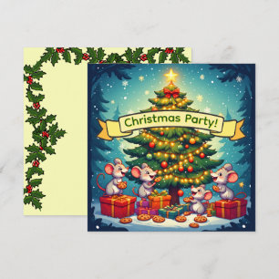 Invitation Mignonnes Cookies de Souris Sapin de Noël Fête Joy