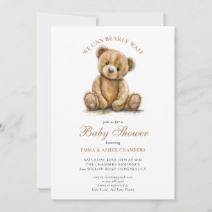 Invitation MignonOn Attend à Peine l'Ours en Peluche Baby Sho