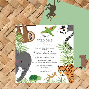 Invitation Mignons animaux de la jungle Petit Baby shower sau