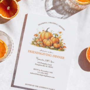 Invitation Mignons citrouilles aquarelle Friendsgiving Thanks