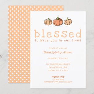 Invitation Mignons Citrouilles Béni Pois Thanksgiving