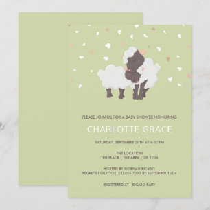 Invitation Mignons Et Agneau Baby shower Personnalisé