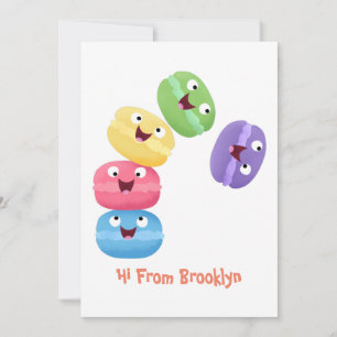 Invitation Mignons macarons illustration de dessin animé drôl
