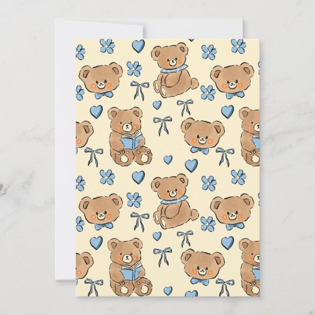 Invitation Mignons ours en peluche marrons dessinés à la main (Devant)