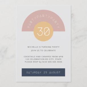 Invitation Milieu du siècle moderne gris rose Geo 30e anniver