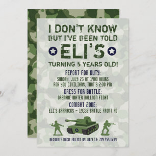 Invitation militaire d'anniversaire d'armée