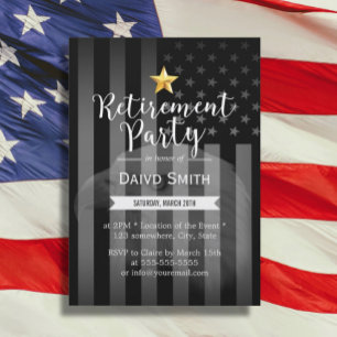 Invitation Militaire Gold Star Bald Eagle US Drapeau Retraite
