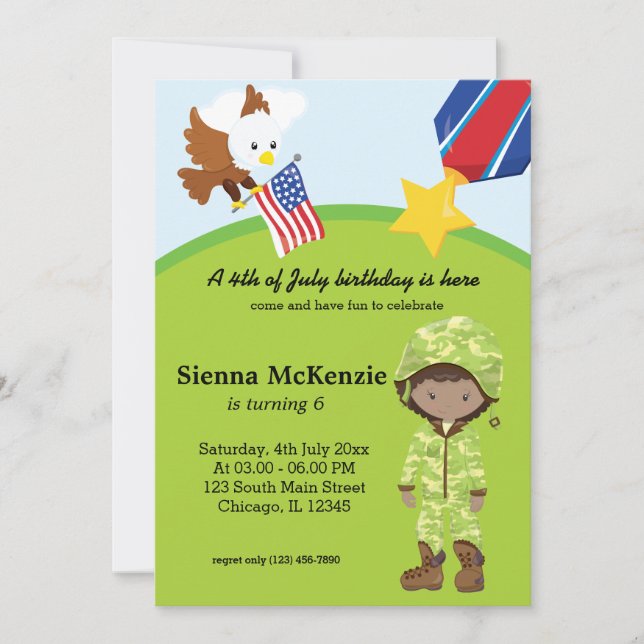 Invitation Militaire Soldat Girl (Devant)