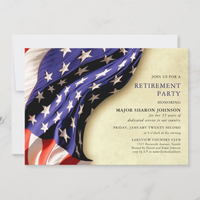 Invitation Military Red White and Blue Retirement Party (Devant)