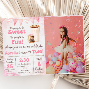 Invitation Milk Et Cookies Girl 2e Anniversaire Photo de la f