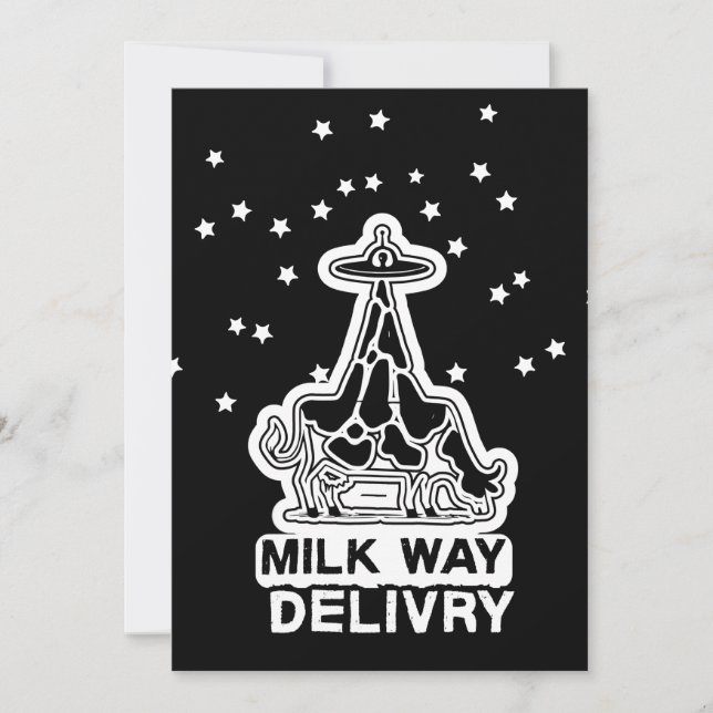 Invitation Milky Way Delivery Funny Cow UFO Space Abduction (Devant)