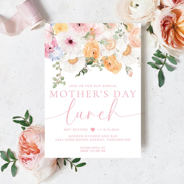 Invitation Millie Floral Déjeuner de la Fête des Mères (Mothers Day Lunch Invitation Millie Floral )