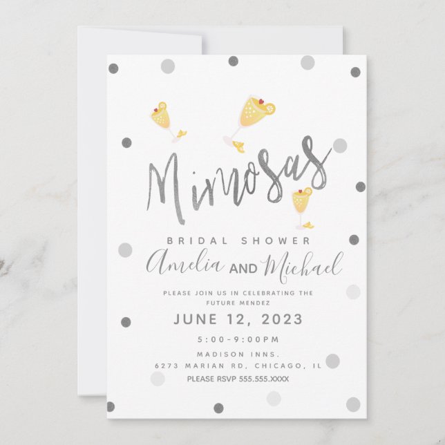 Invitation Mimosa Confetti Jaune Fête des mariées d'argent (Devant)