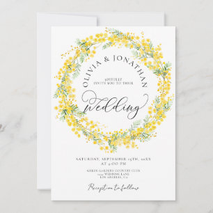 Invitation Mimosa jaune tout en 1 Budget QR Code Mariage