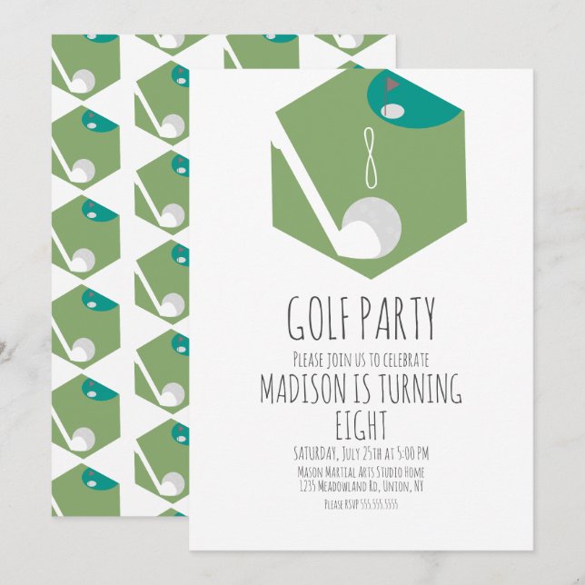 Invitation Minature Golf Ball Court Anniversaire Fête Invitat (Devant / Derrière)
