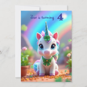 Invitation Mince bébé licorne et arc-en-ciel, filles annivers