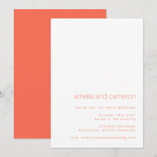 Invitation Mini Chic Coral Orange Mariage moderne RSVP