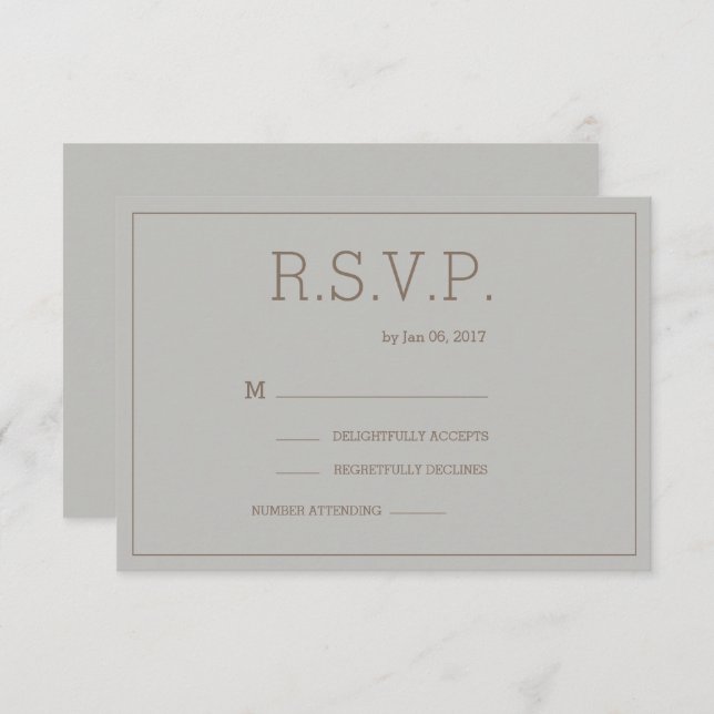 Invitation Mini chic or gris moderne mariage rsvp (Devant / Derrière)
