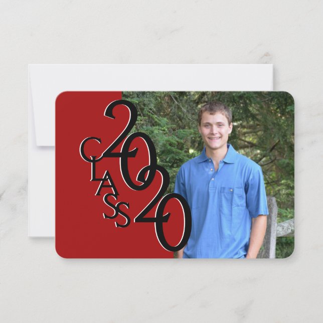 Invitation Mini classe de 2020 Red Photo Graduation (Devant)