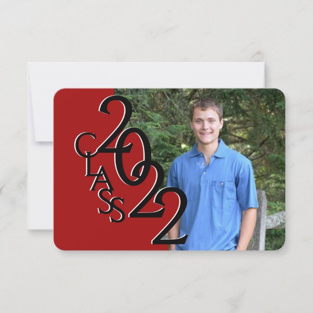 Invitation Mini Classe de 2022 Red Photo Graduation Invitatio (Devant)