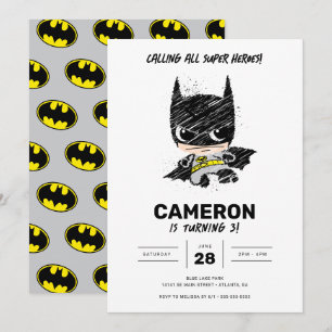 Invitation Mini classique Batman Croquis Anniversaire