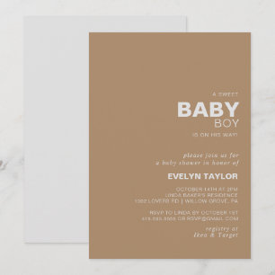 Invitation Mini Elegant Formal Brown bébé douche garçon
