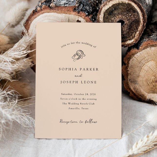 Invitation Mini-fer à cheval | Mariage beige neutre (Créateur téléchargé)
