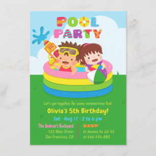 Invitation Mini fête d'anniversaire gonflable de piscine