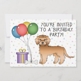 Invitation Mini Goldendoodle Cartoon Chien Abricot - Annivers
