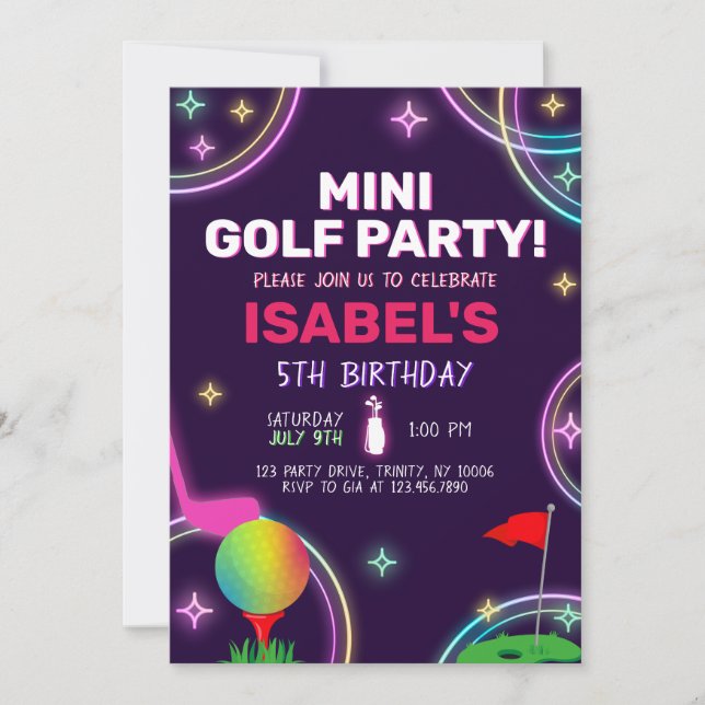 Invitation Mini Golf Party Birthday (Devant)