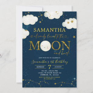 Invitation Mini Lune et étoiles Nuit Anniversaire Thème