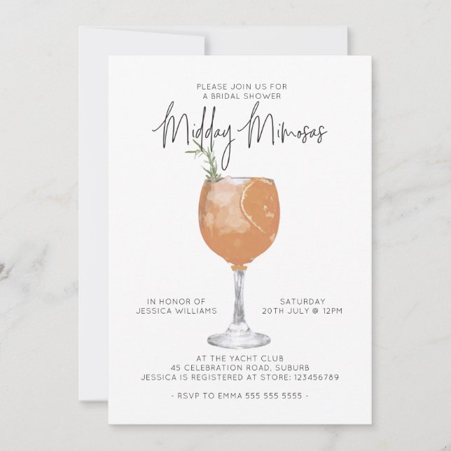 Invitation Mini Mimosas Cocktail Fête des mariées Invitat (Devant)