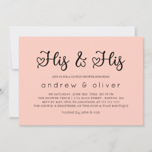 Invitation Mini-minimaliste rose vif Sa douche et son couple