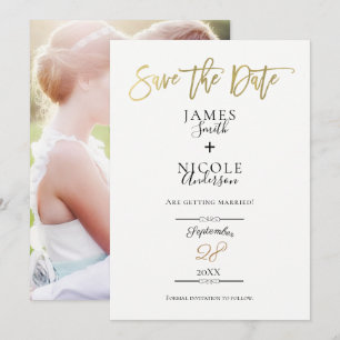 Invitation Mini moderne Gold Foil pleine photo Enregistrer la