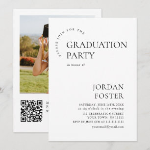 Invitation Mini moderne PHOTO Graduation Party QR code