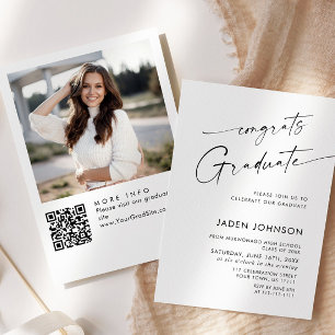 Invitation Mini moderne PHOTO Graduation Party QR code