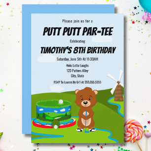 Invitation Mini Putt Putt Anniversaire Mignon Gopher Fête Enf